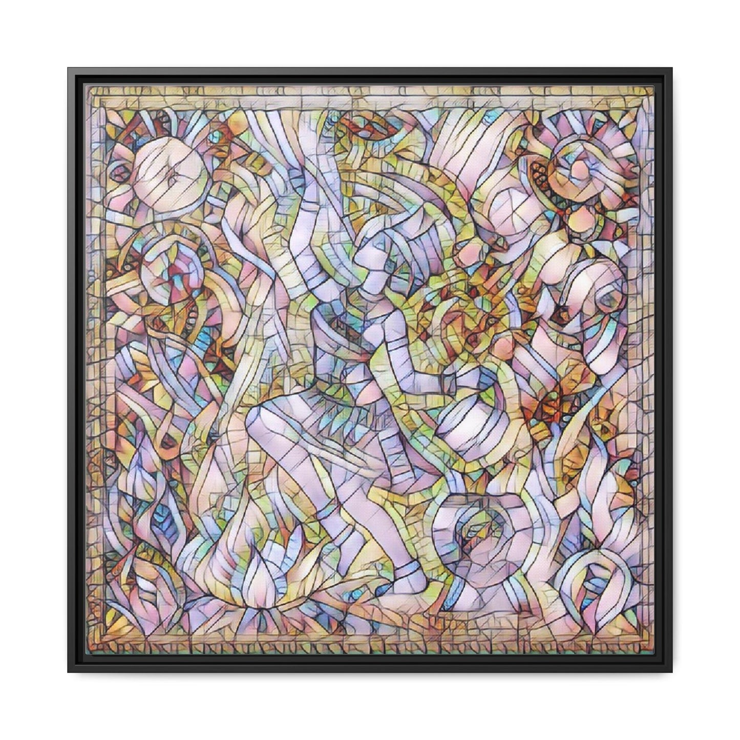Abstract Stained Glass Dance Matte Framed Canvas