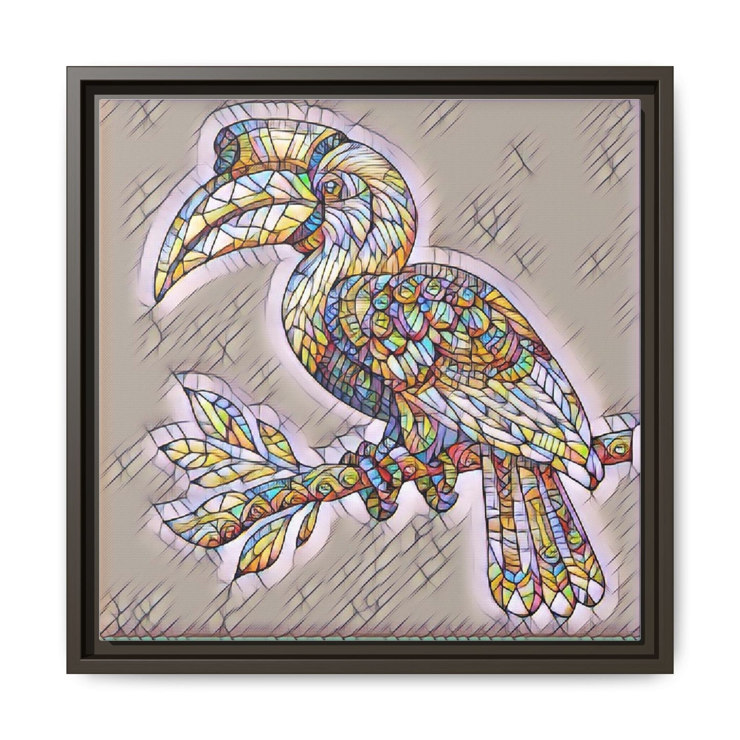 Colorful Stained Glass Toucan Matte Canvas Framed Wall Art