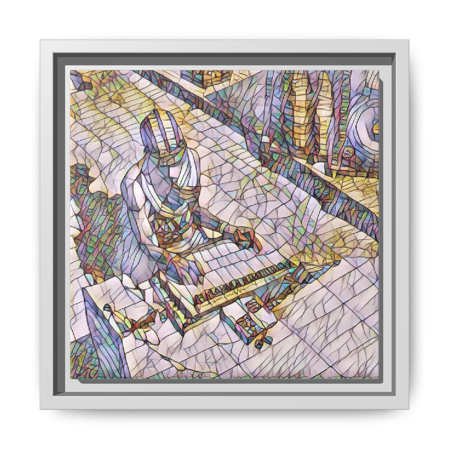 Abstract DJ Skateboarder Matte Framed Canvas – Colorful Urban Music Art Print