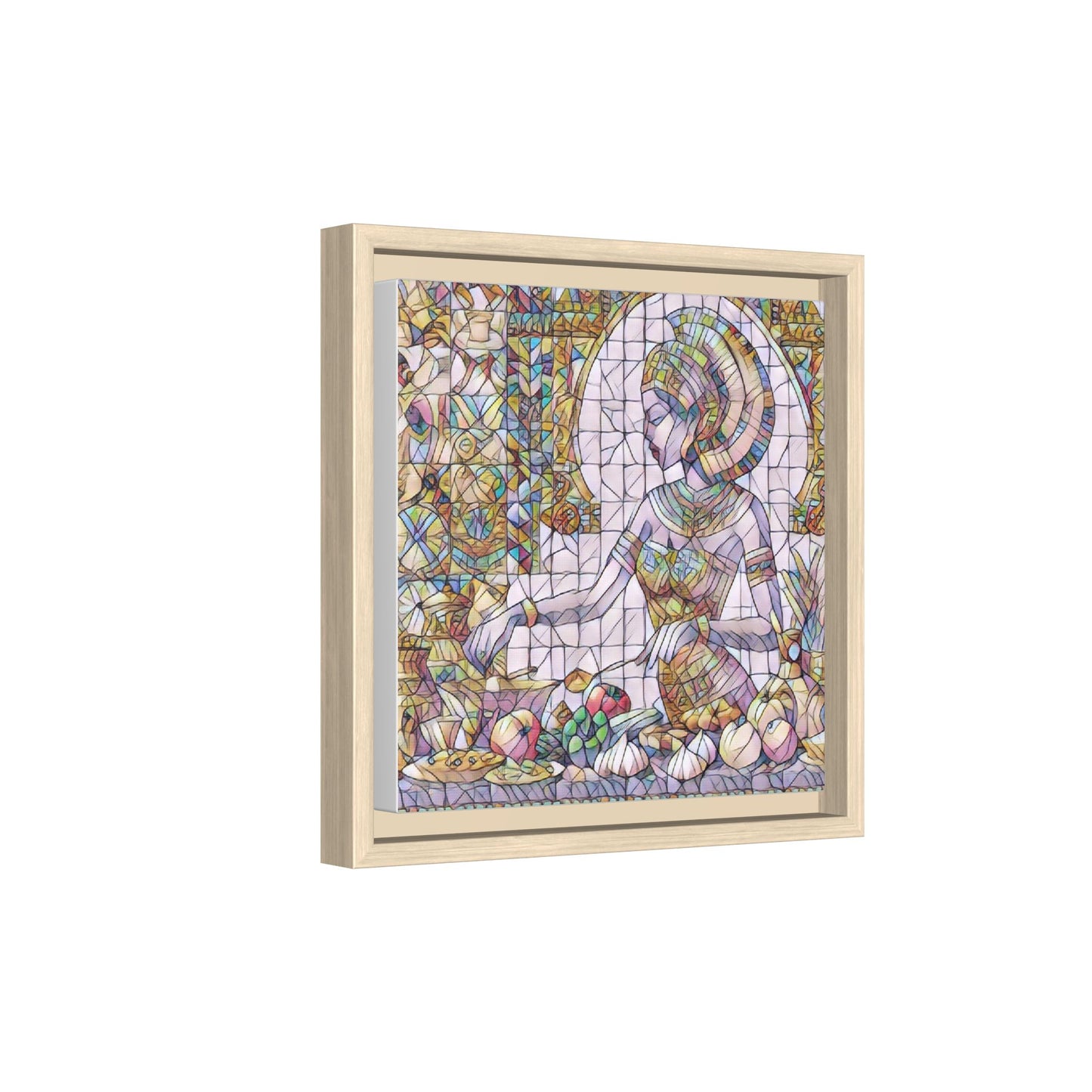 Egyptian Goddess Stained Glass Style Framed Canvas Art