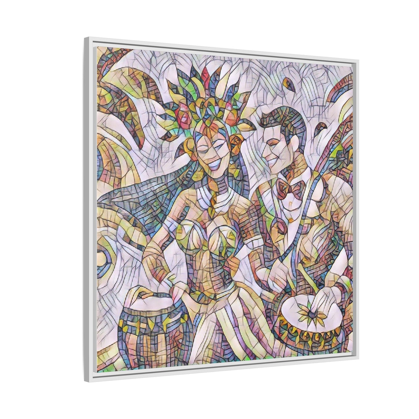 Carnival Samba Dancers Framed Canvas Art — Colorful Brazilian Festival Wall Decor