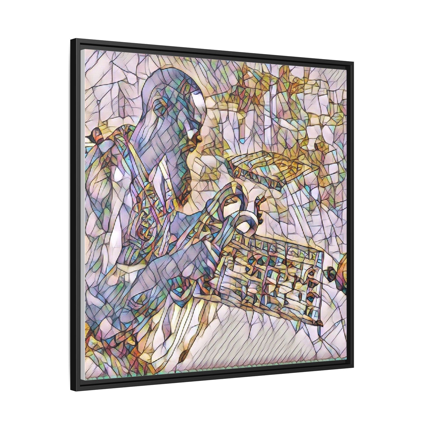 Framed Matte Canvas Art – Abstract Musician with Keyboard (Multi-Color)