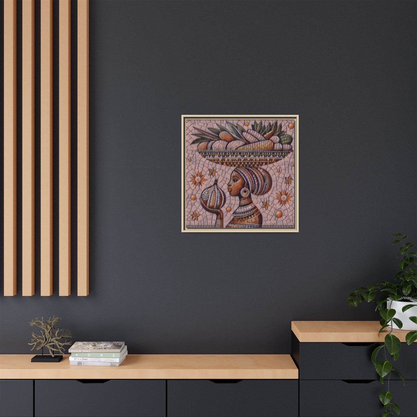Egyptian Mosaic Goddess Matte Framed Canvas Wall Art