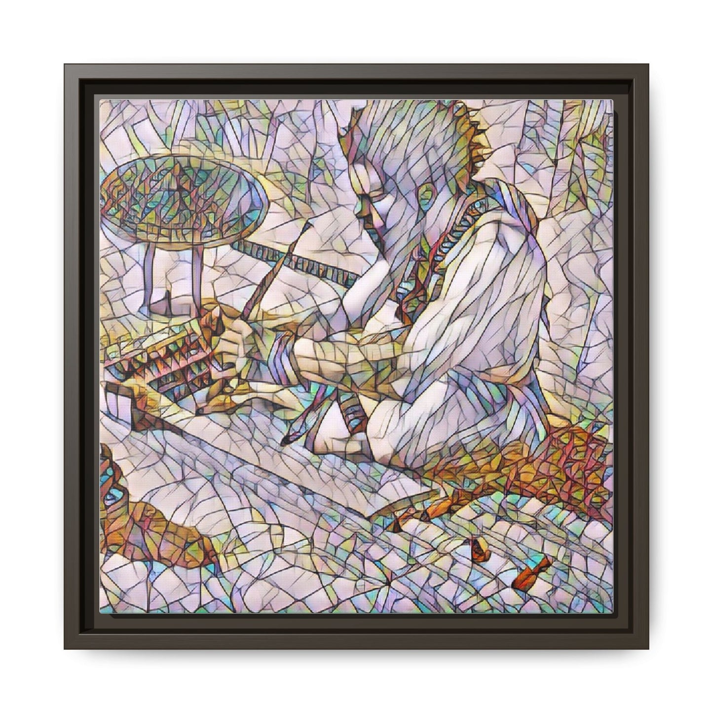 Framed Matte Canvas — Abstract Drummer Mosaic Wall Art
