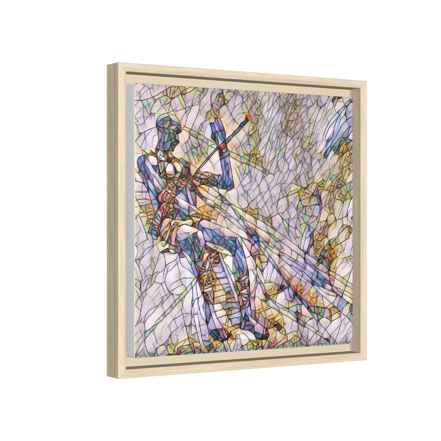 Abstract Stained-Glass Warrior Framed Canvas