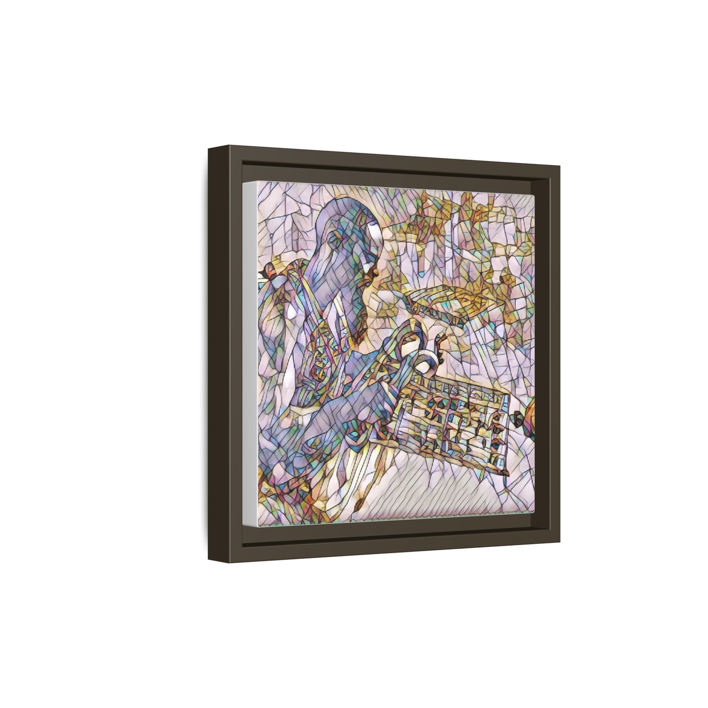 Framed Matte Canvas Art – Abstract Musician with Keyboard (Multi-Color)