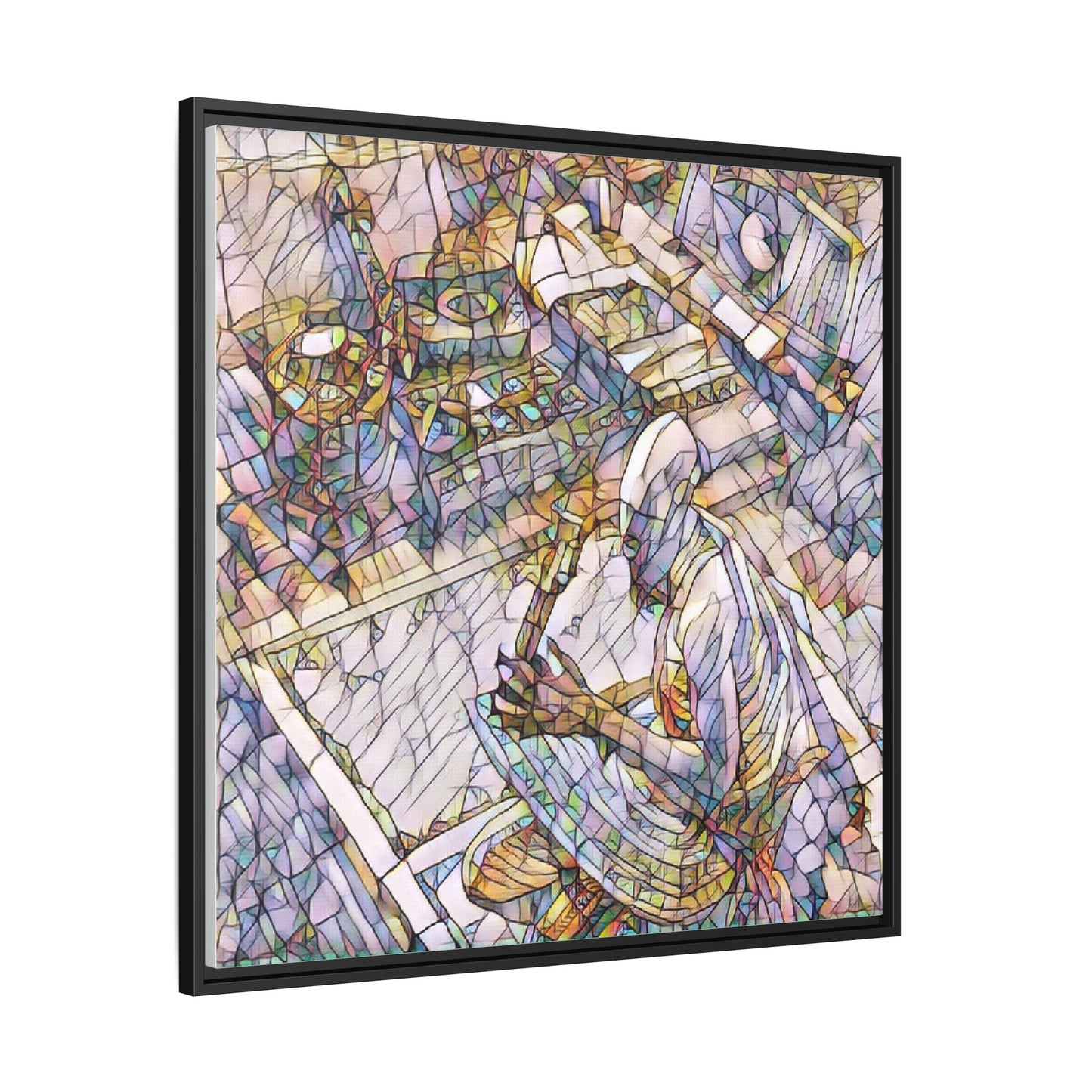 Stained-Glass DJ Matte Canvas Print (Framed) — Colorful Music Room Wall Art