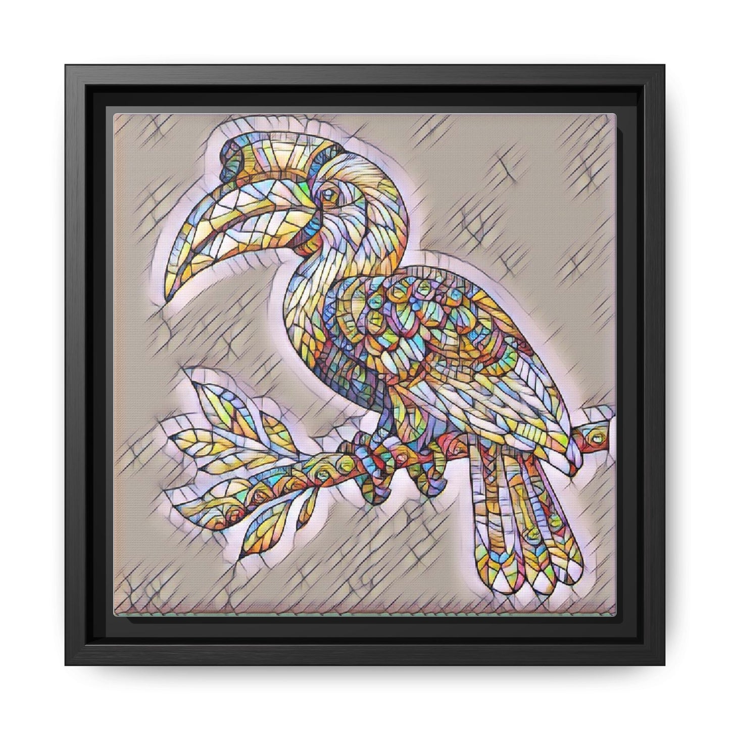 Colorful Stained Glass Toucan Matte Canvas Framed Wall Art
