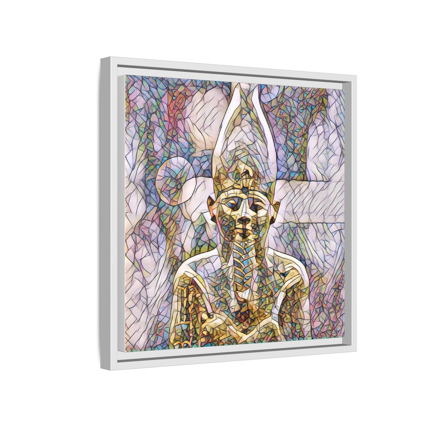 Egyptian Pharaoh Stained-Glass Style Matte Canvas Print, Framed