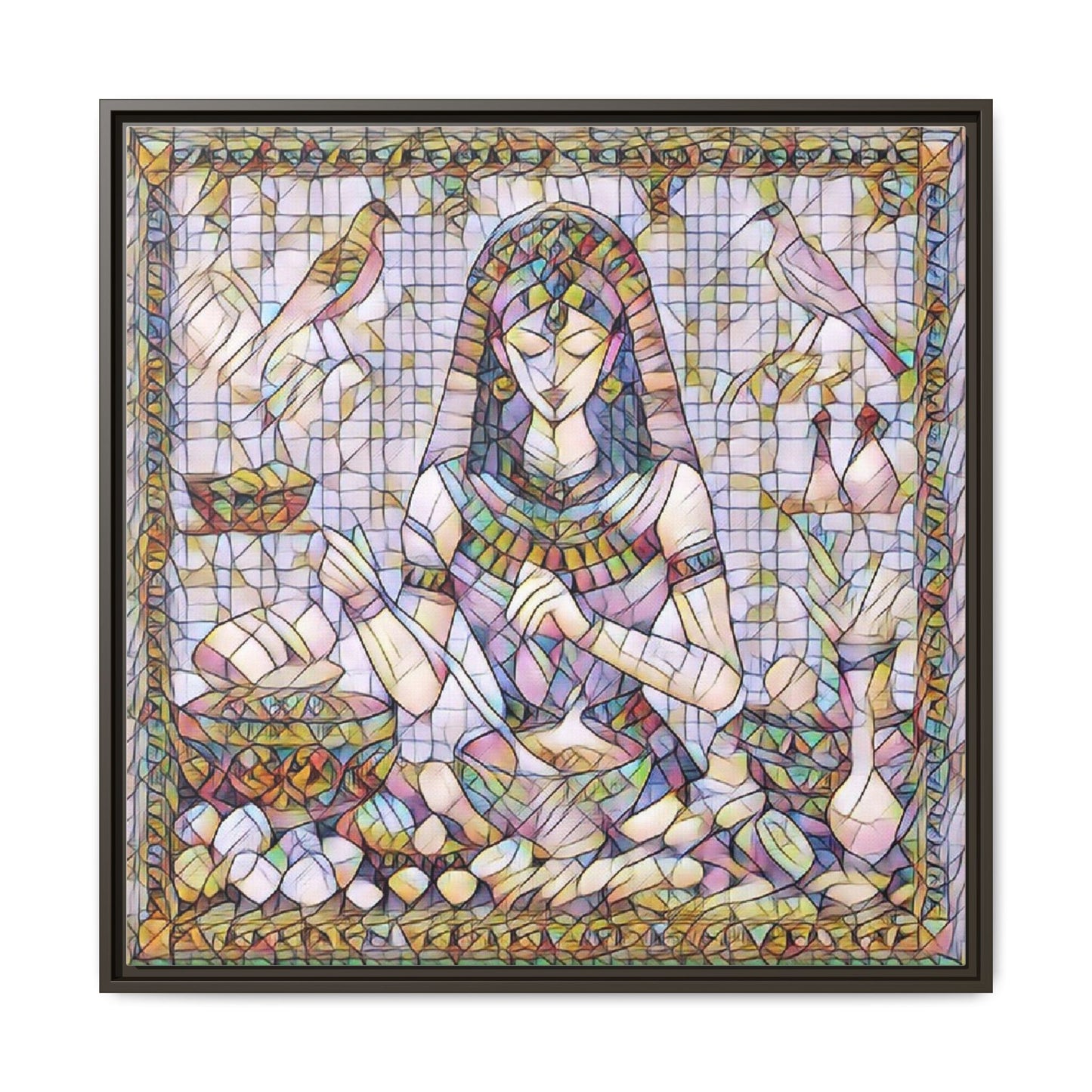 Egyptian Goddess Mosaic Framed Canvas Art