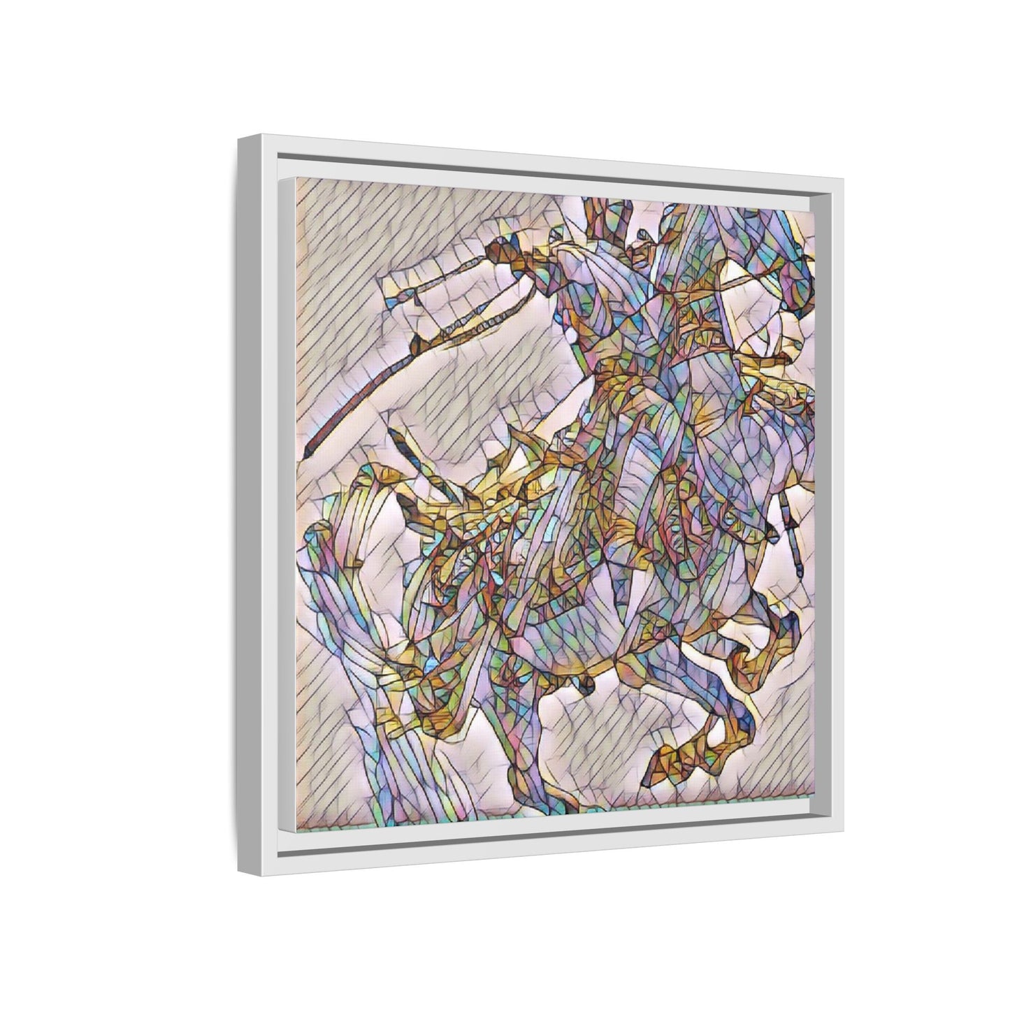Framed Abstract Stained-Glass Horse Canvas