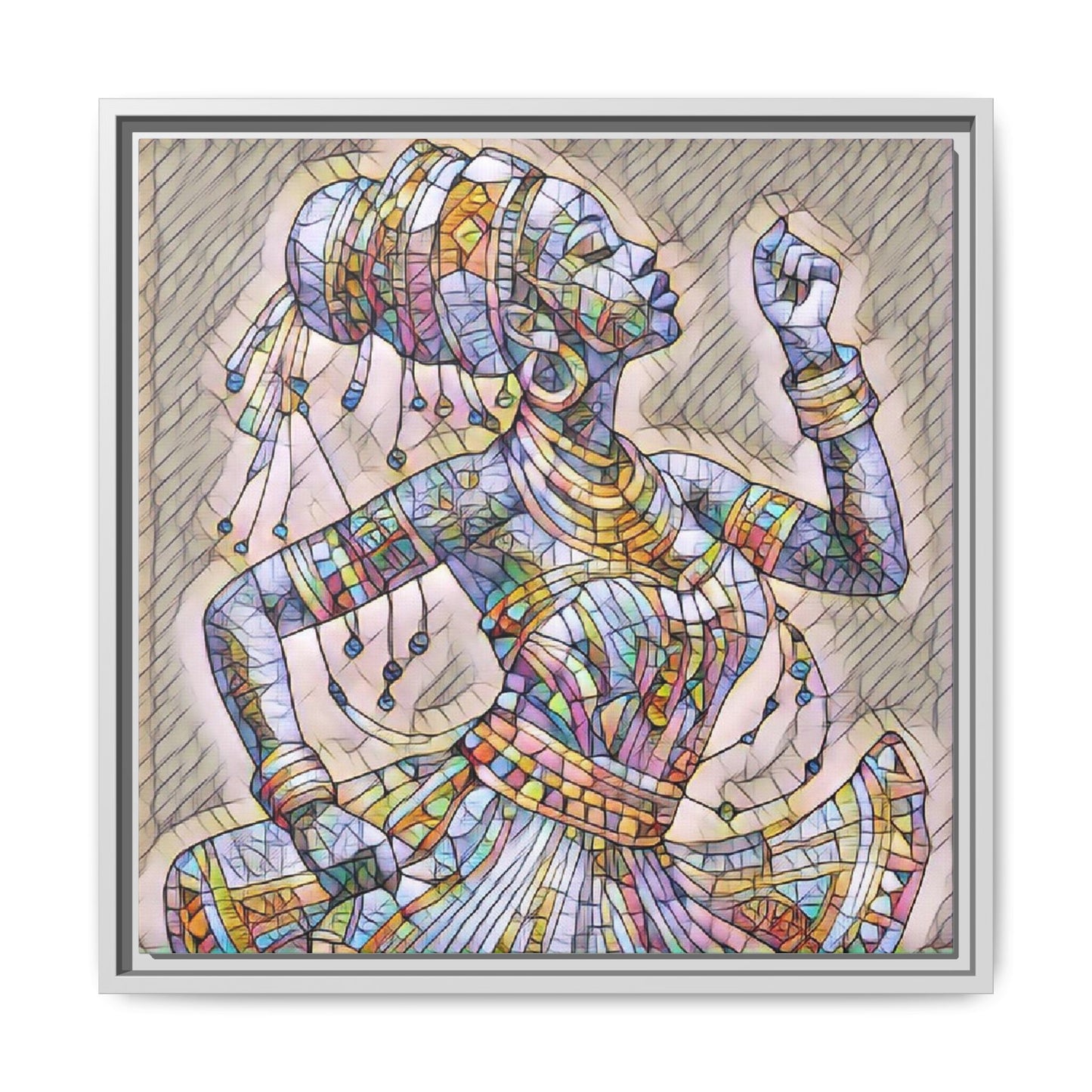 Framed Canvas Art — Colorful Mosaic Dancer