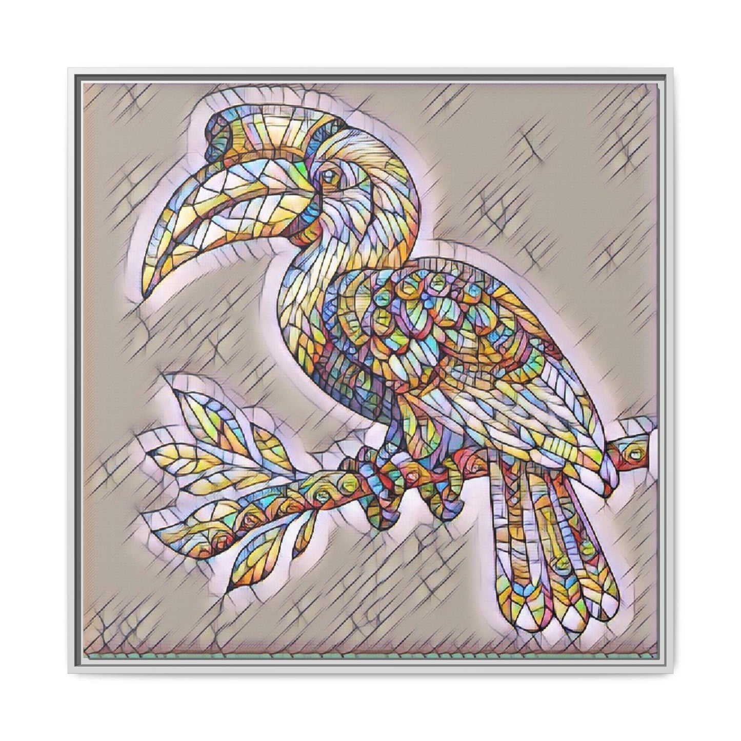 Colorful Stained Glass Toucan Matte Canvas Framed Wall Art