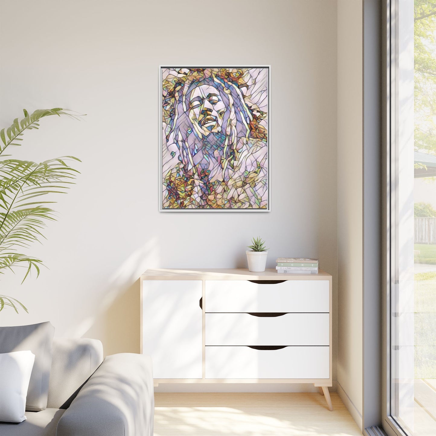 Abstract Multicolor Portrait Matte Canvas Framed Wall Art