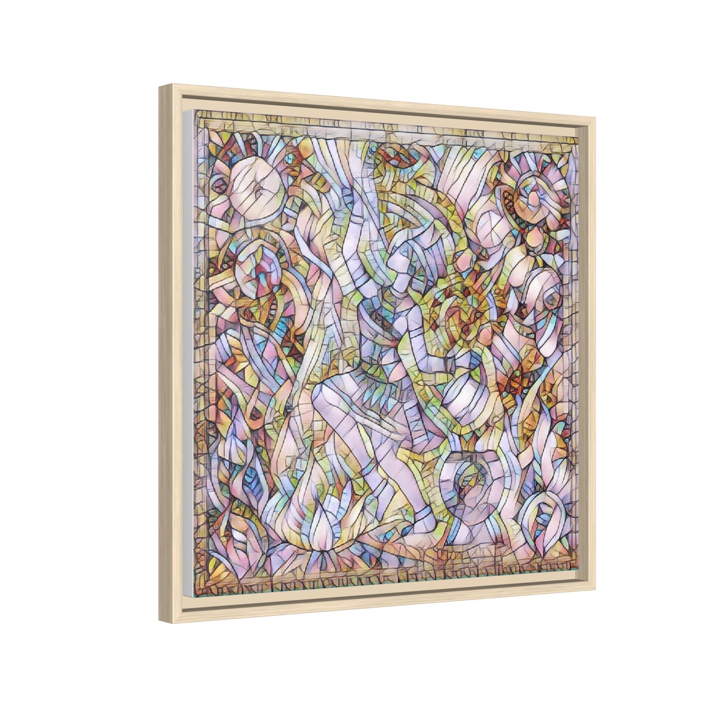 Abstract Stained Glass Dance Matte Framed Canvas