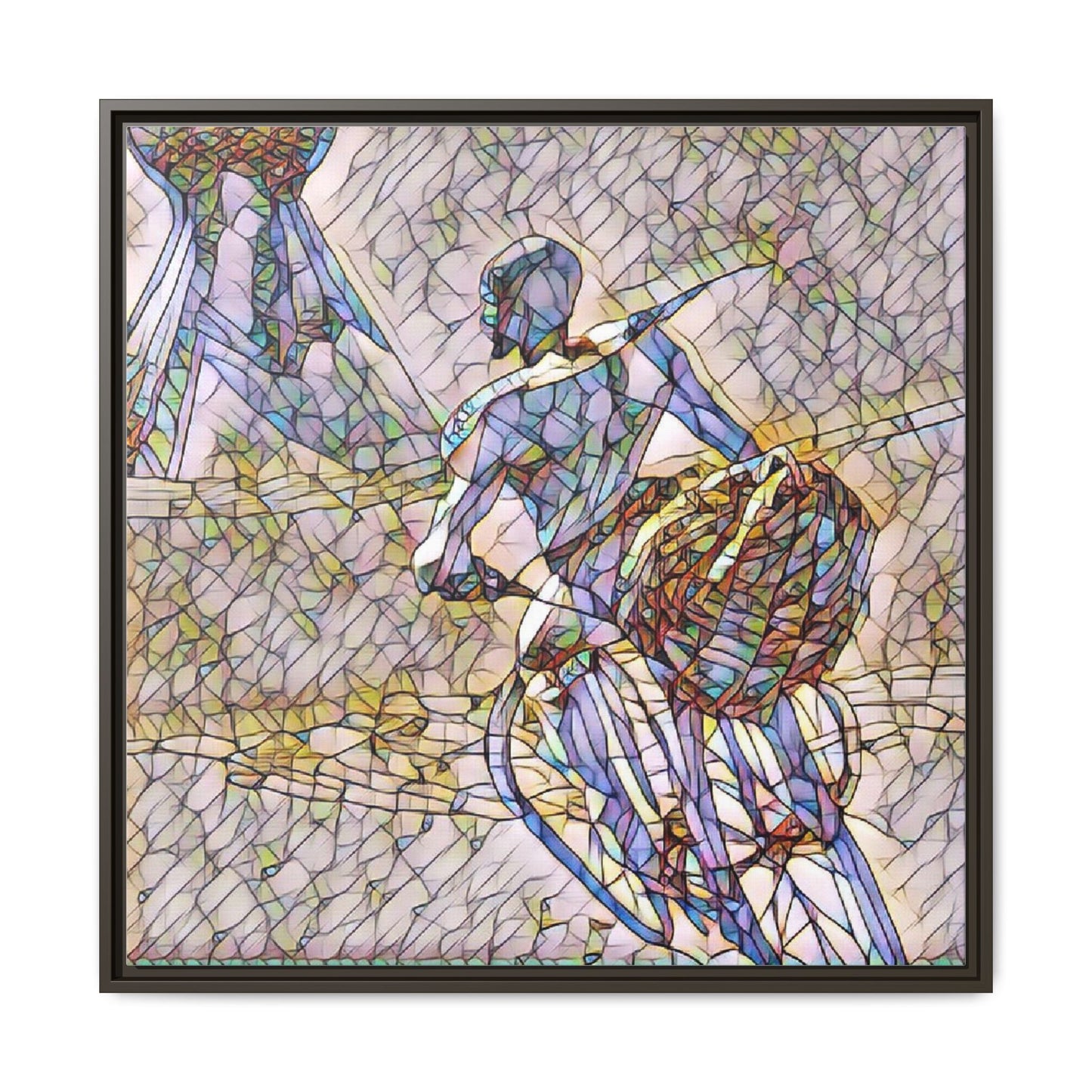 Abstract Stained-Glass Warrior Matte Framed Canvas