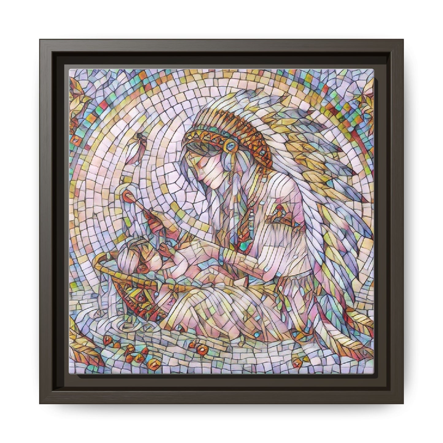 Framed Mosaic Native Mother & Child Matte Canvas Art