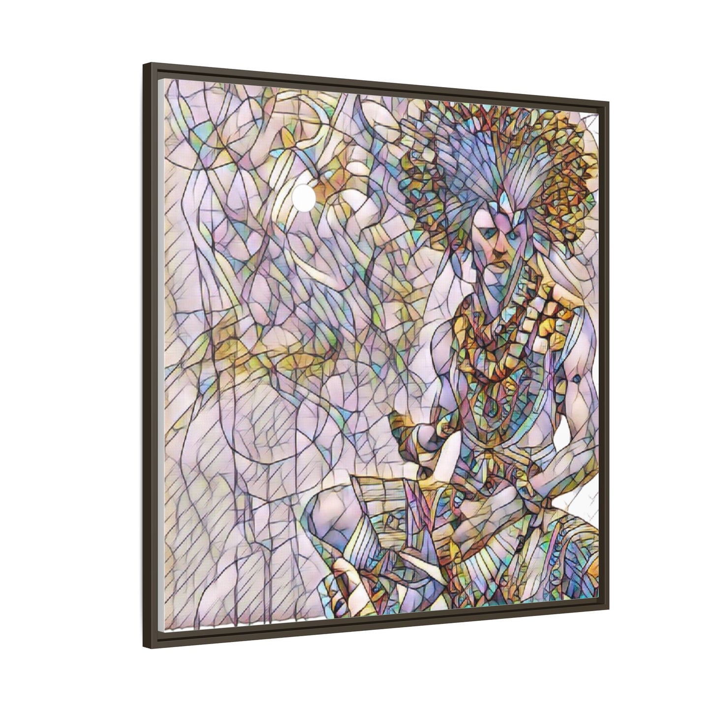 Framed Matte Canvas Art — Colorful Tribal Warrior Illustration