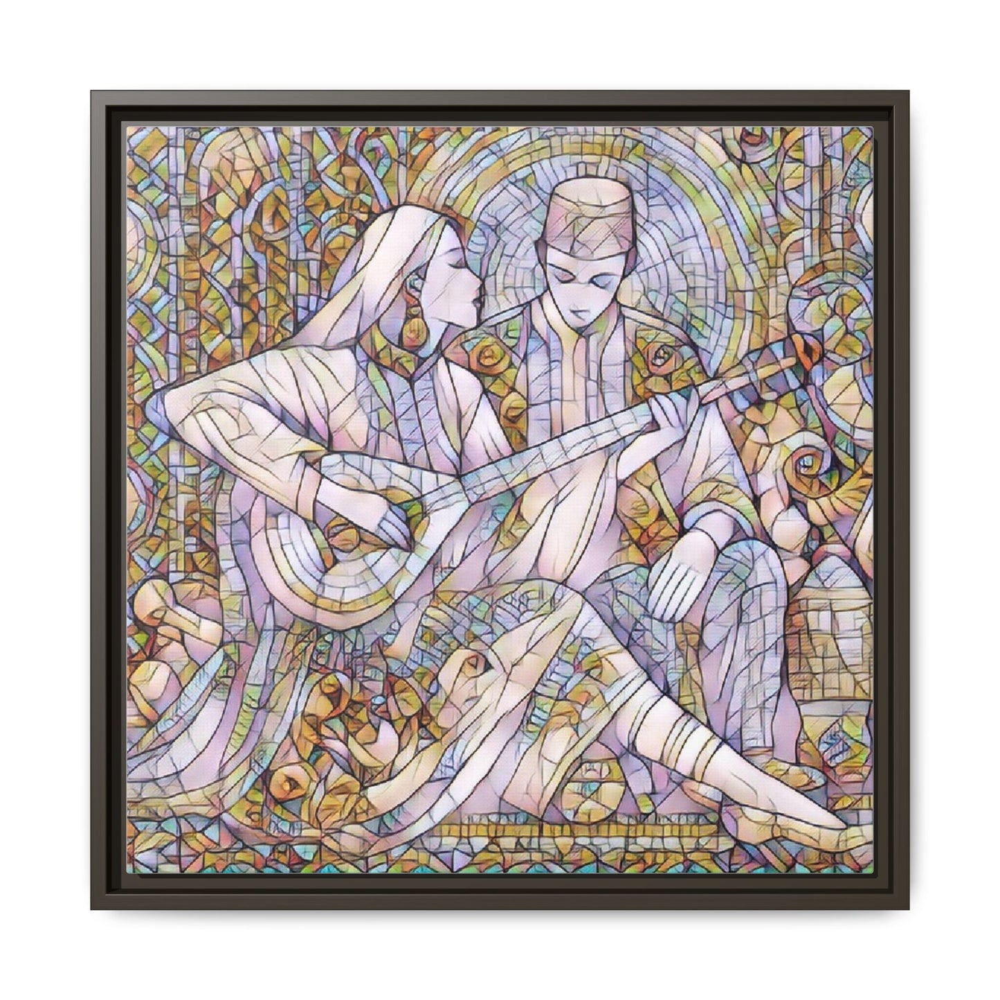 Love Song Serenade - Framed Canvas Wall Art | Guitar Player Romantic Print
