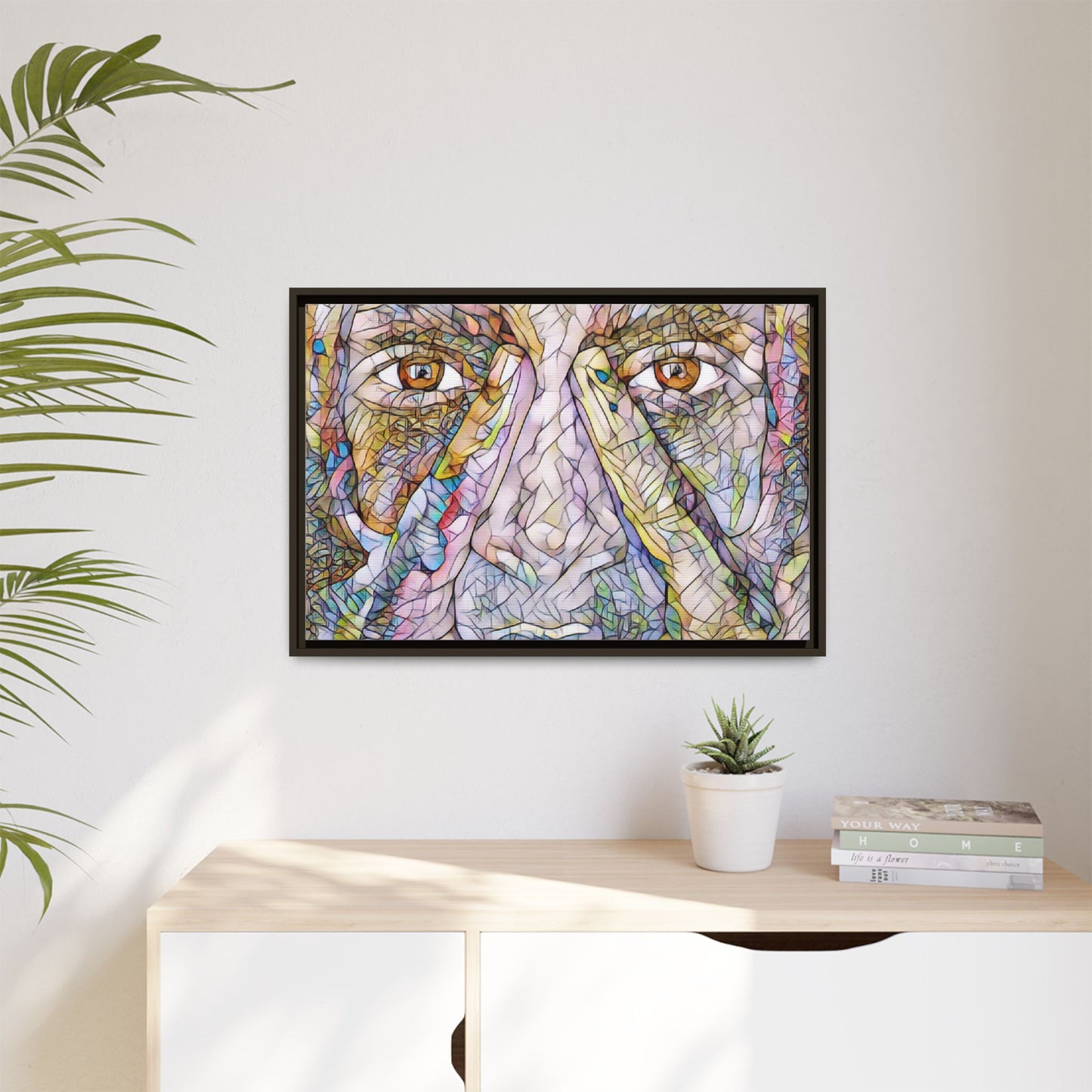 Abstract Stained-Glass Face Matte Canvas Framed Wall Art