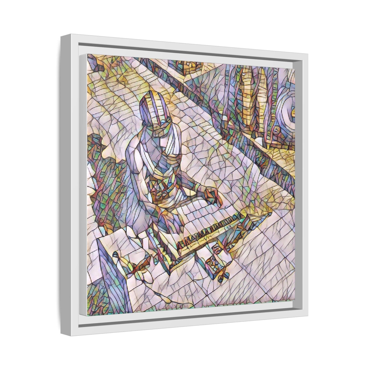 Abstract DJ Skateboarder Matte Framed Canvas – Colorful Urban Music Art Print