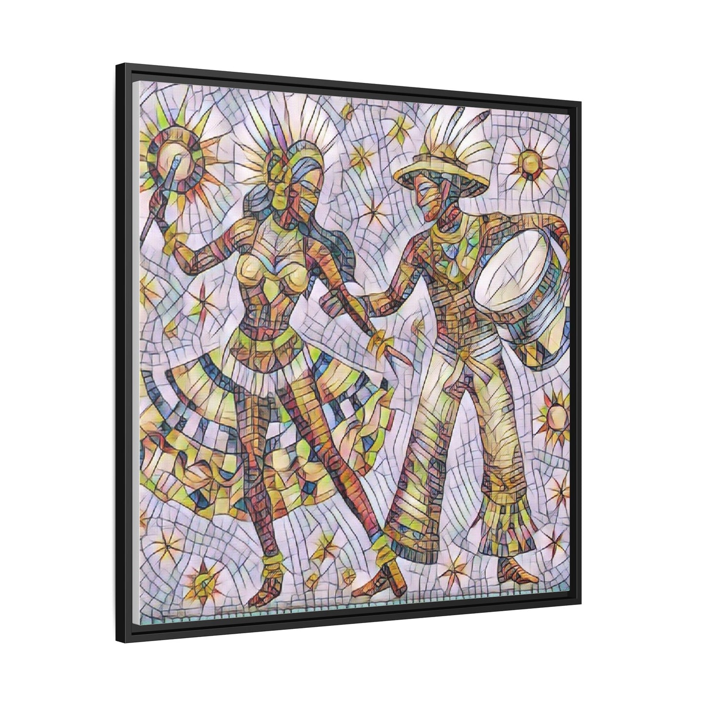 Carnival Dancers Framed Canvas Art – Colorful Samba Couple Print