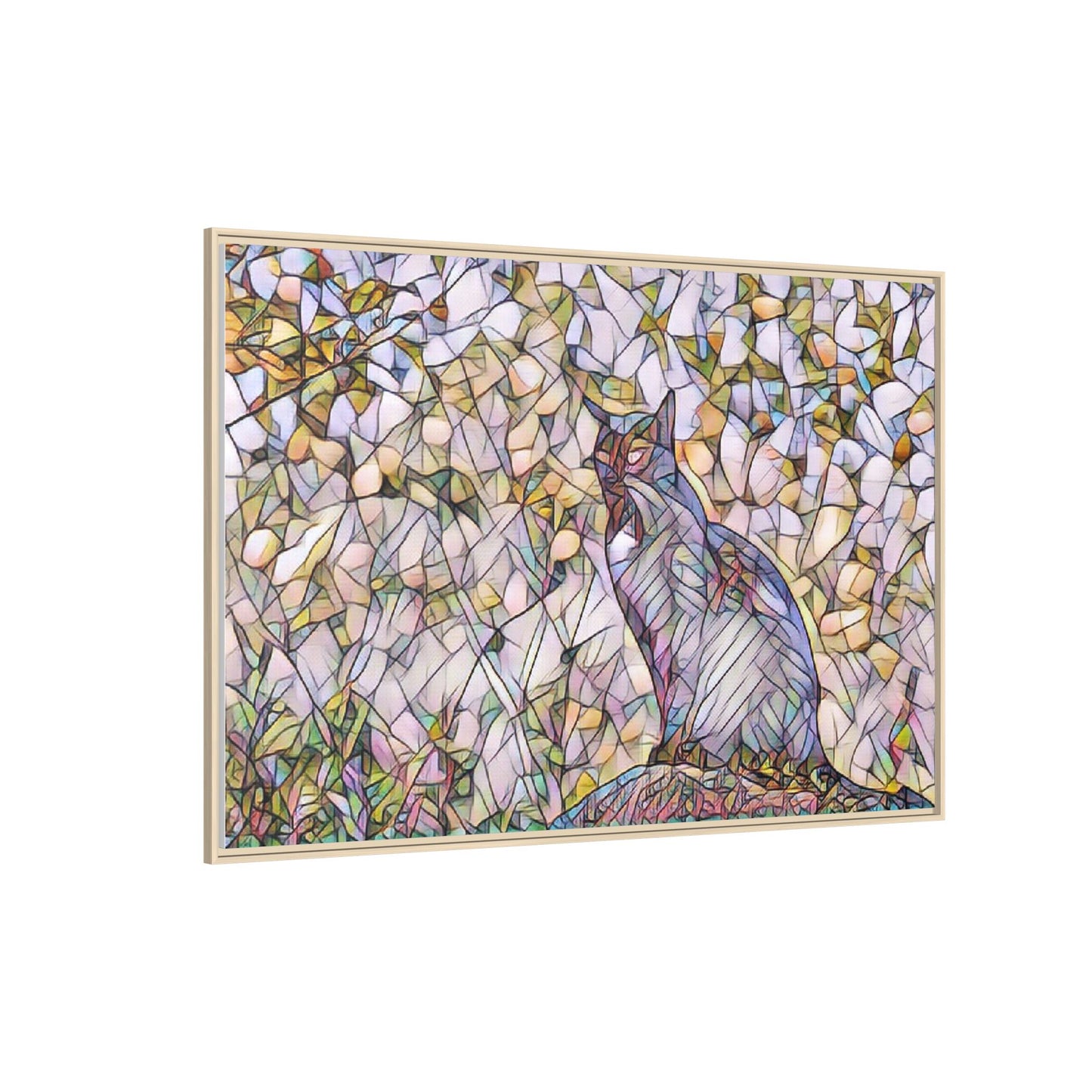 Framed Canvas Art - Stained Glass Heron Nature Print