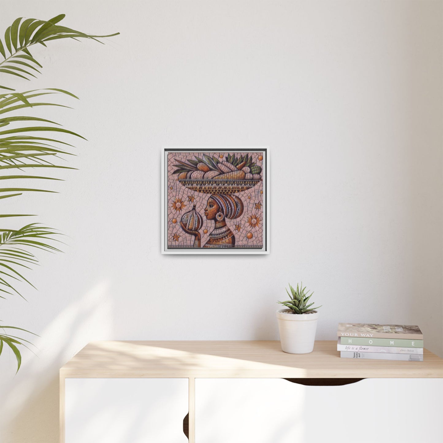 Egyptian Mosaic Goddess Matte Framed Canvas Wall Art