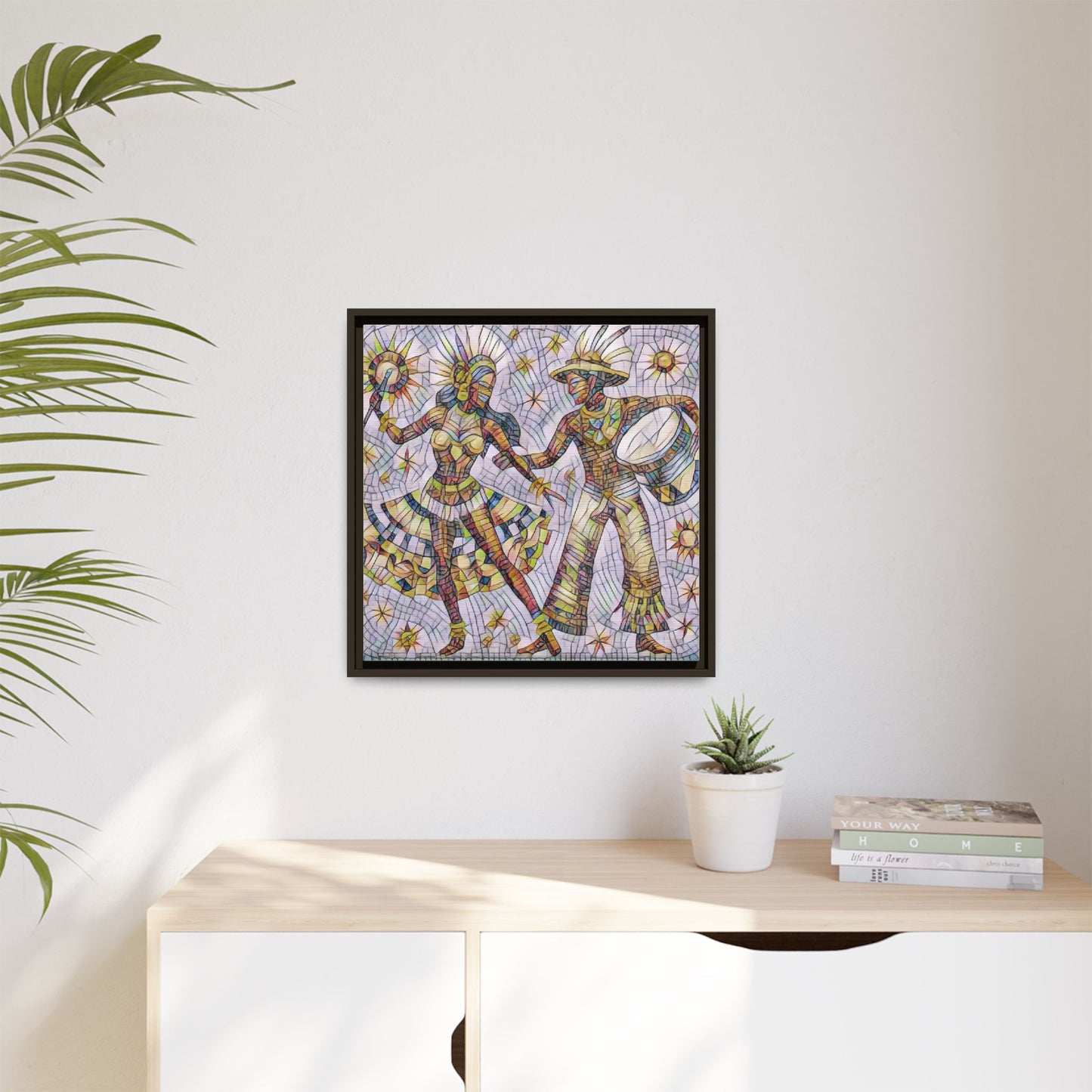 Carnival Dancers Framed Canvas Art – Colorful Samba Couple Print