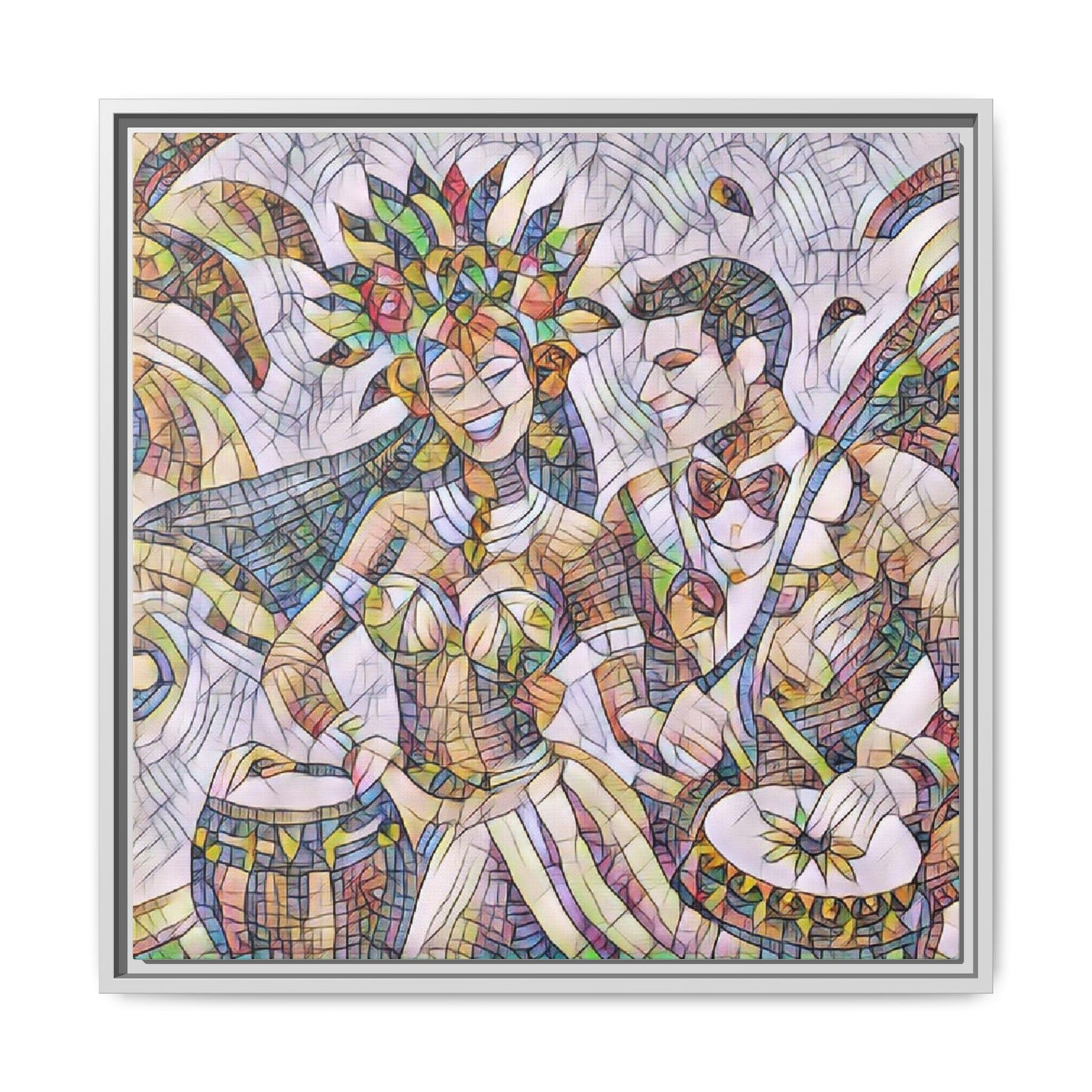 Carnival Samba Dancers Framed Canvas Art — Colorful Brazilian Festival Wall Decor
