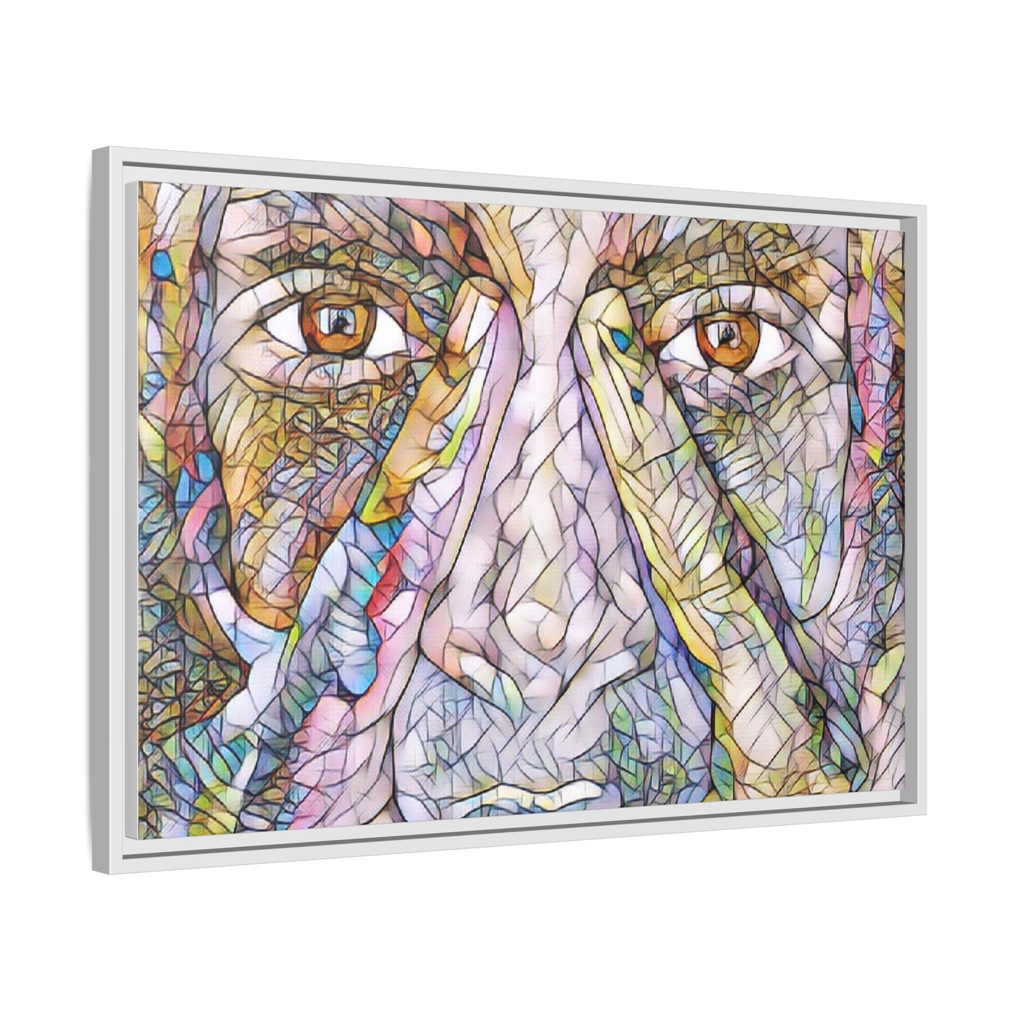 Abstract Stained-Glass Face Matte Canvas Framed Wall Art