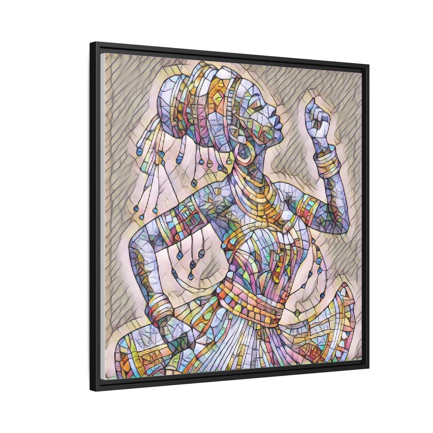 Framed Canvas Art — Colorful Mosaic Dancer