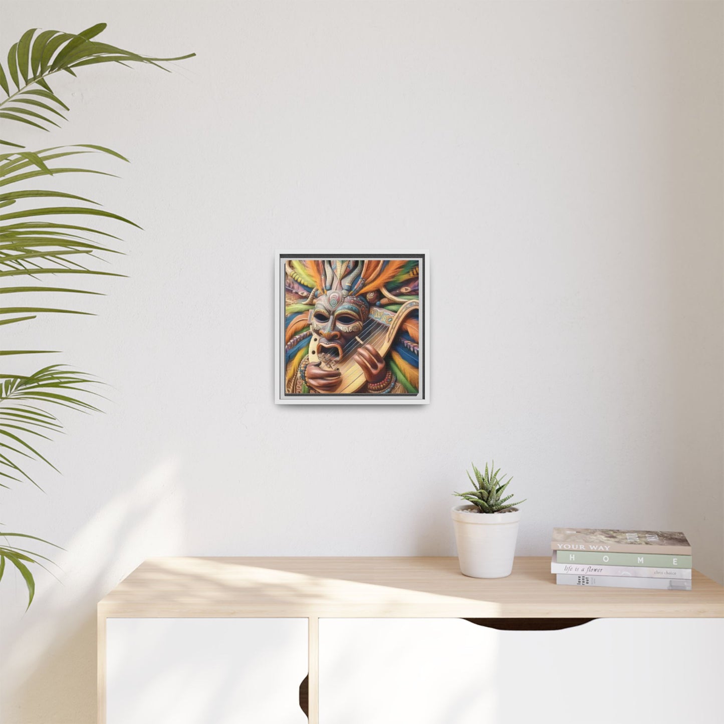 Colorful Tribal Mask Canvas — Framed Matte Wall Art