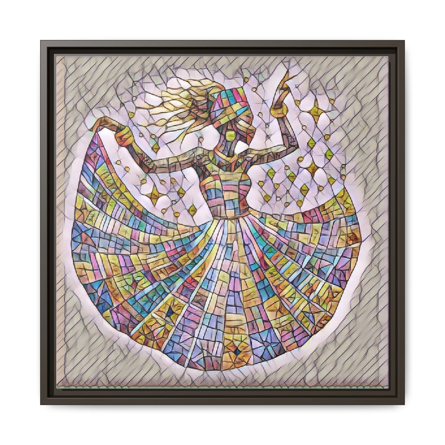 Colorful Mosaic Dance Framed Canvas Art