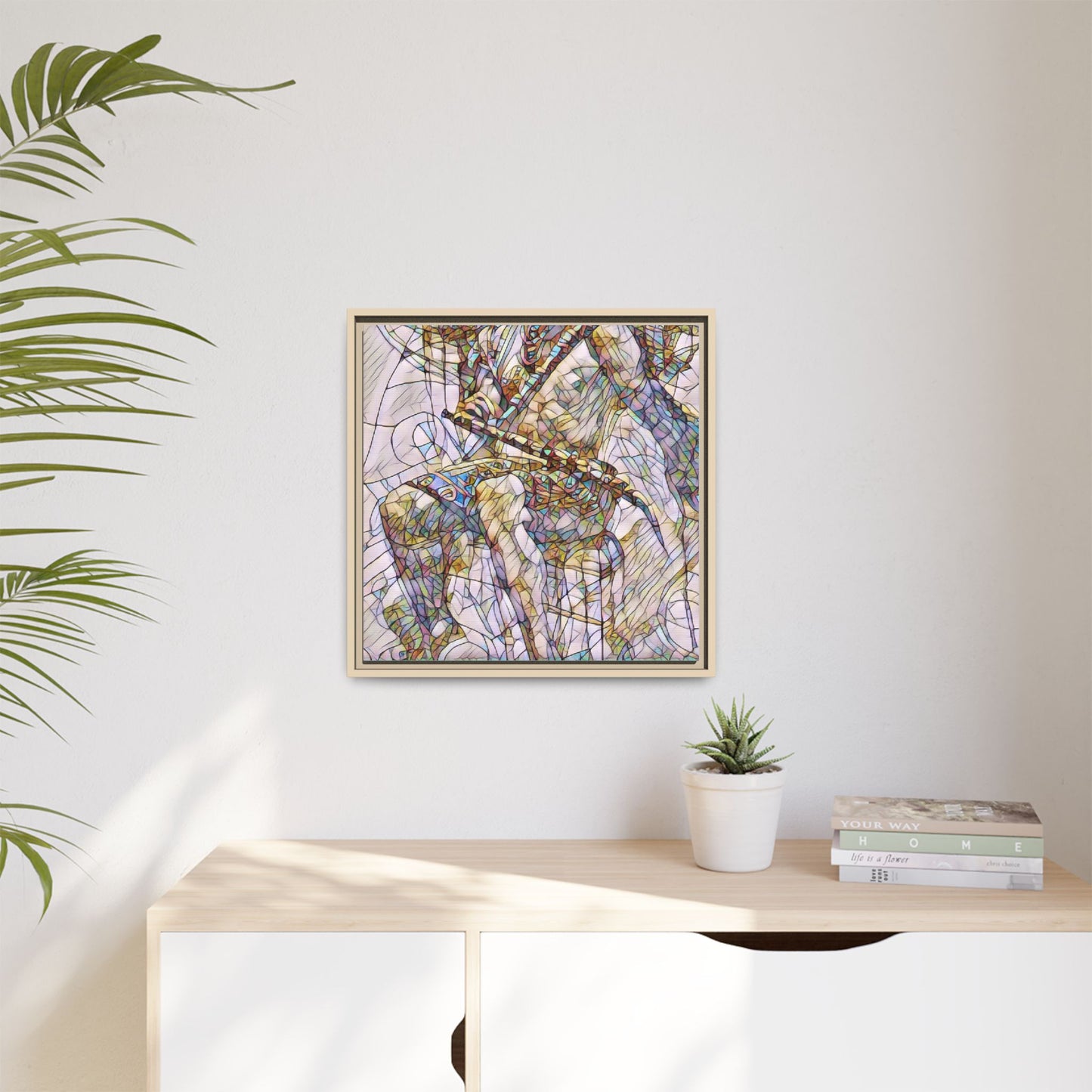 Framed Abstract Musician Canvas Art — Multi‑Color Jazz Saxophone Print
