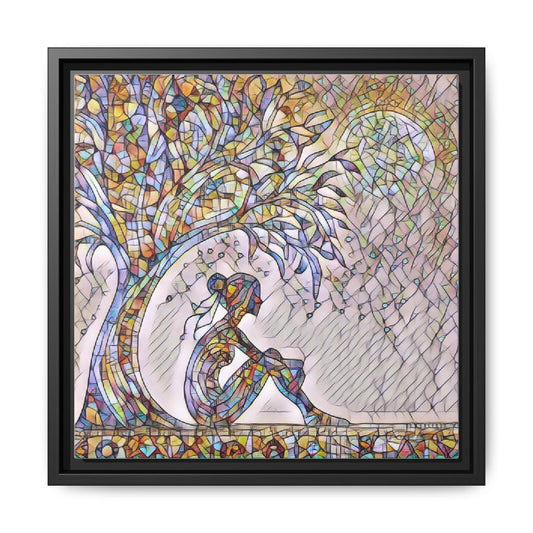 Framed Matte Canvas - Stained Glass Mother & Child Wall Art