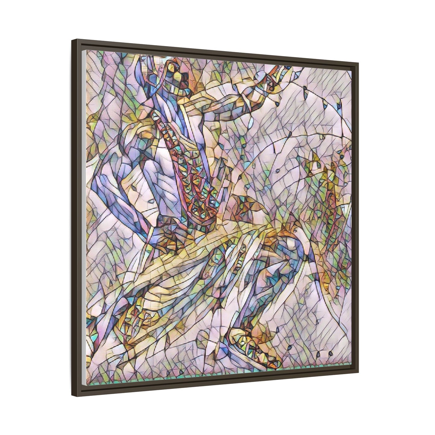 Abstract Stained-Glass Dancers — Framed Matte Canvas Art