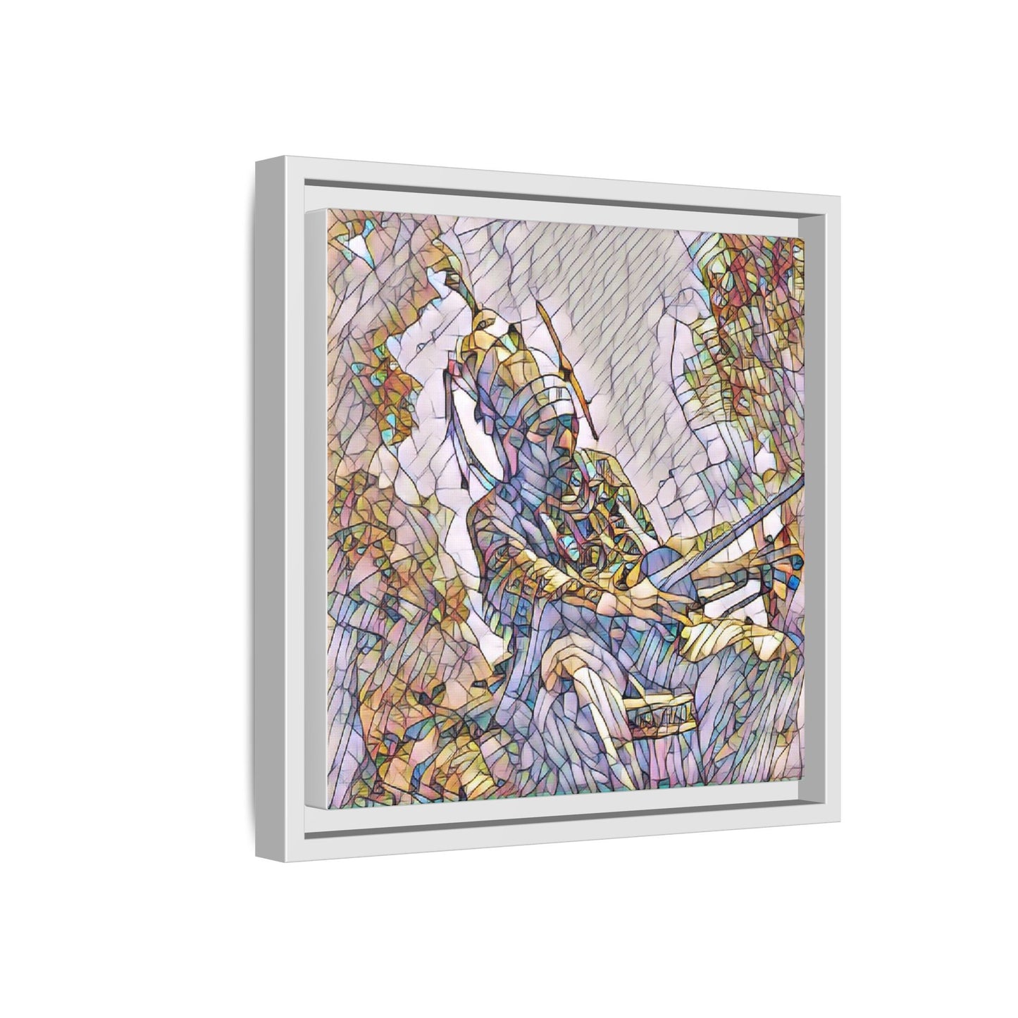 Framed Archery Canvas Print — Stained-Glass Archer Wall Art