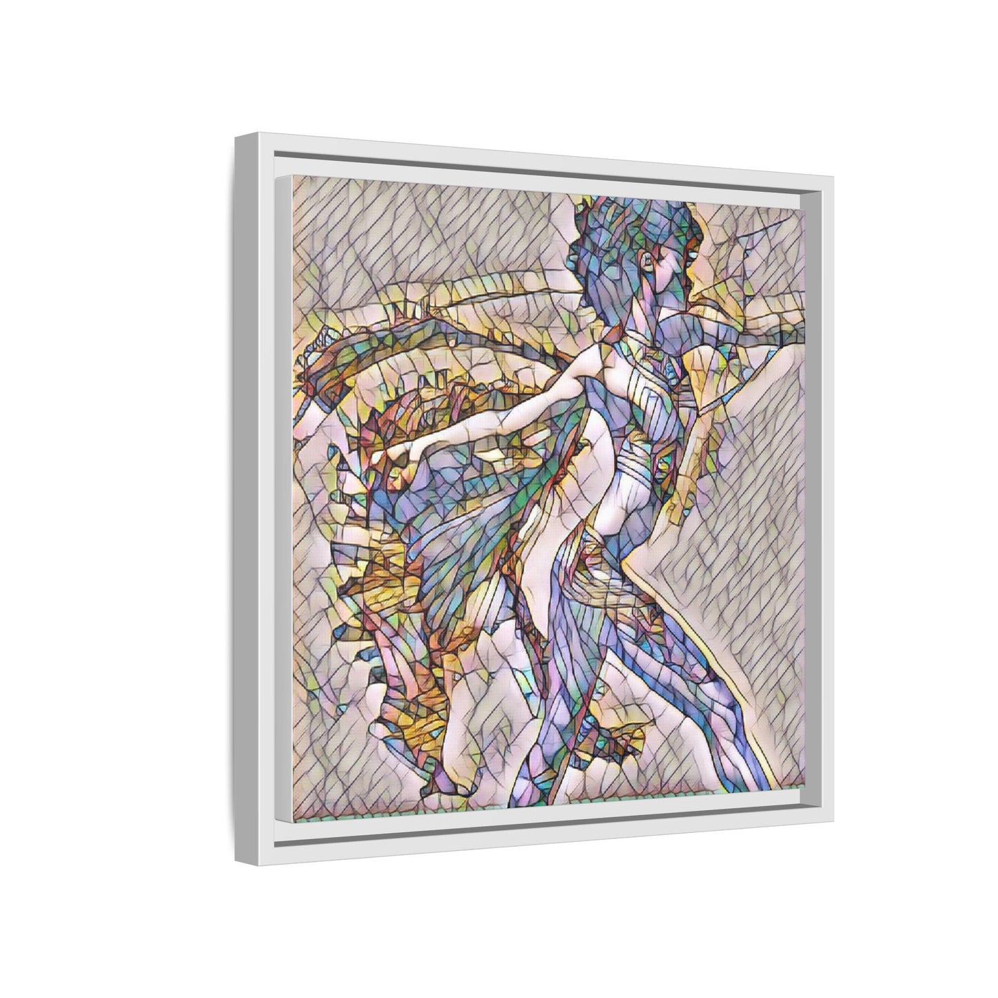 Abstract Stained-Glass Dancer Framed Canvas Art