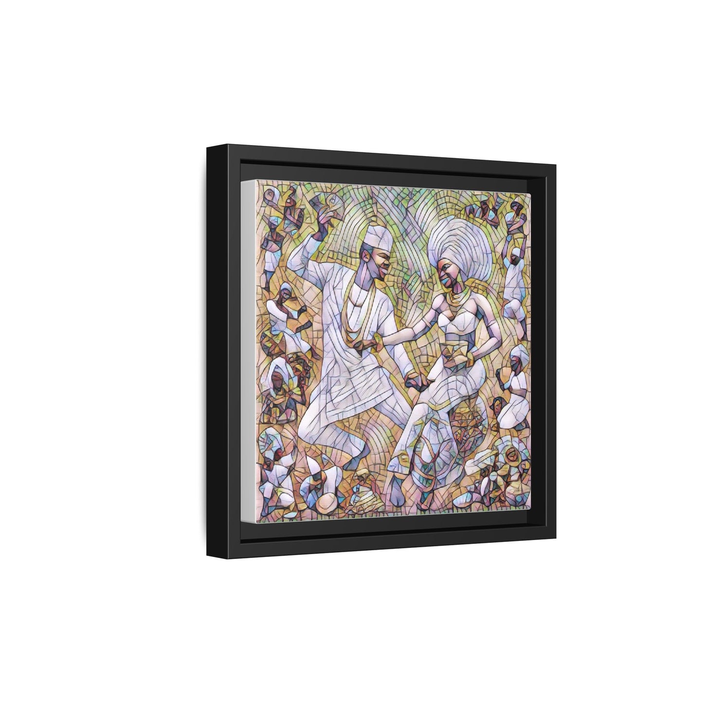 Afrobeat Celebration Matte Framed Canvas — Vibrant Dancers Wall Art