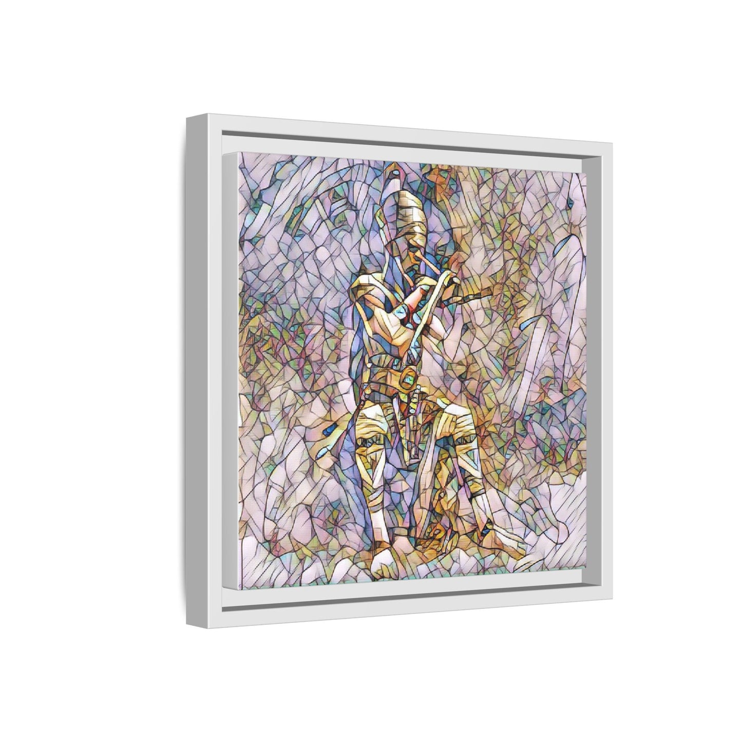 Framed Matte Canvas - Stained Glass Knight Artwork