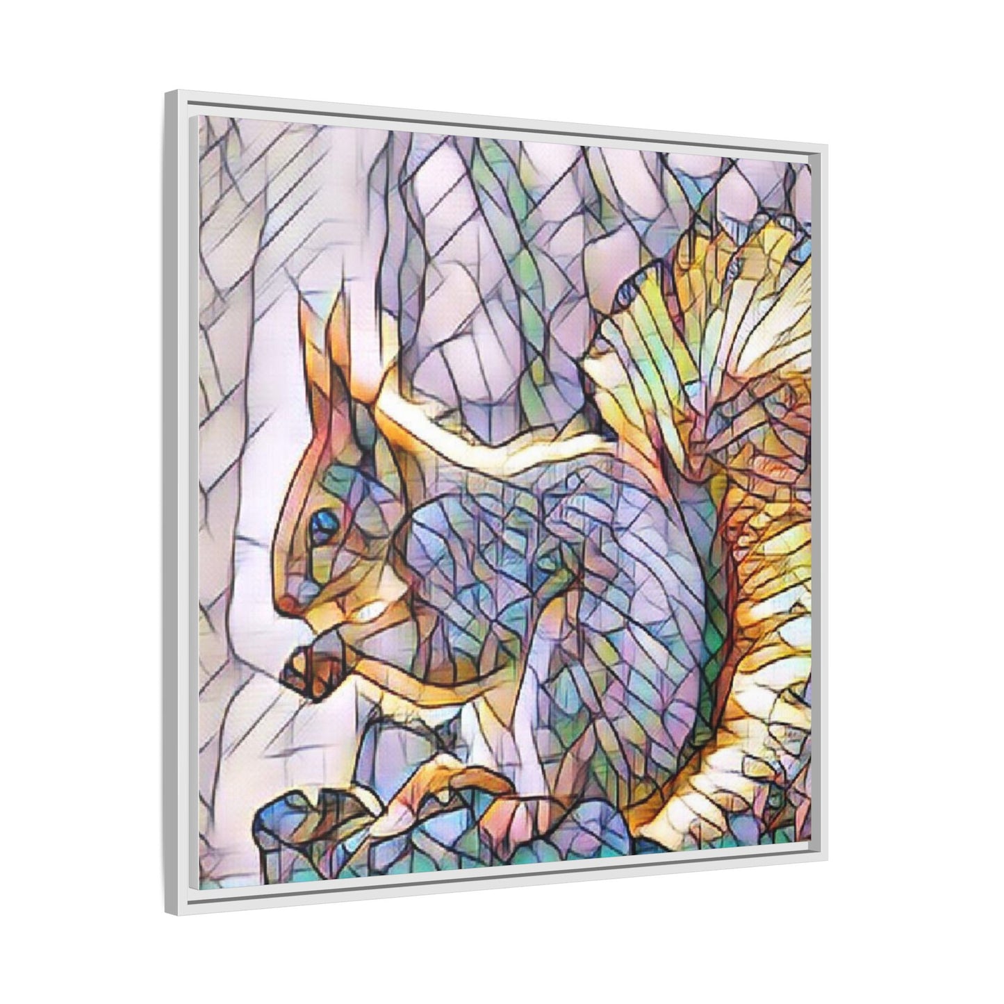 Framed Squirrel Mosaic Matte Canvas Wall Art