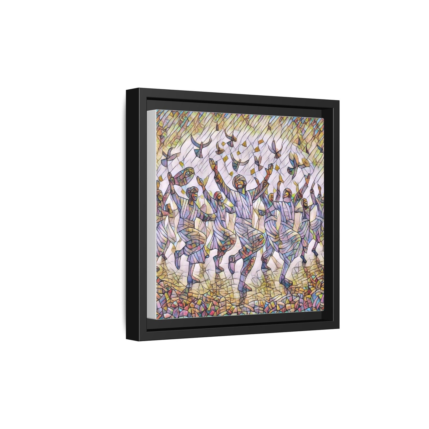 Framed Canvas Art - Joyful Dancers with Doves (Multicolor)