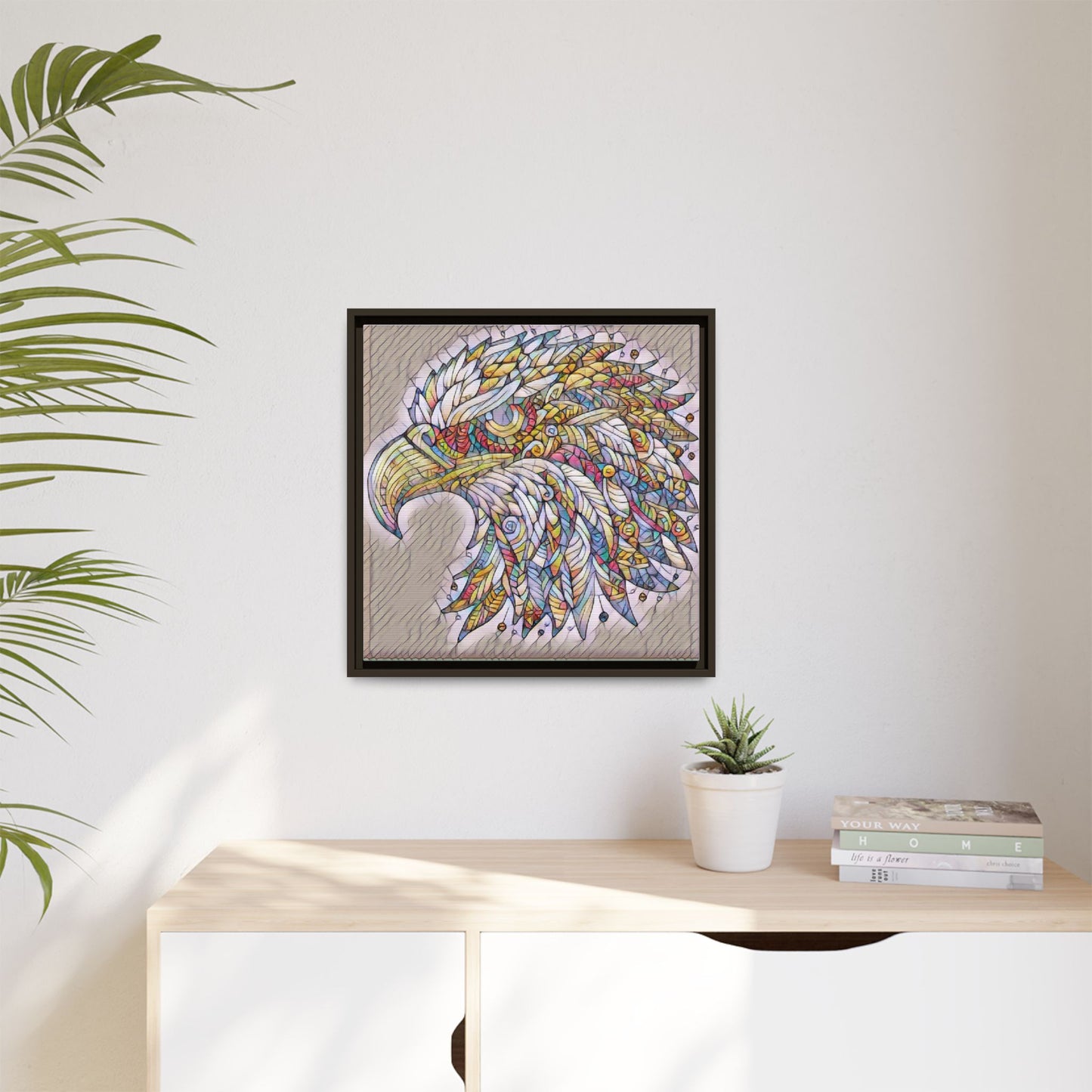 Colorful Eagle Head Matte Framed Canvas Art