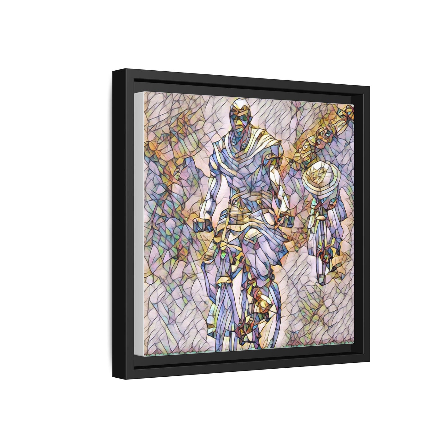 Framed Matte Canvas — Abstract Cyclist Artwork (Multi‑Color)