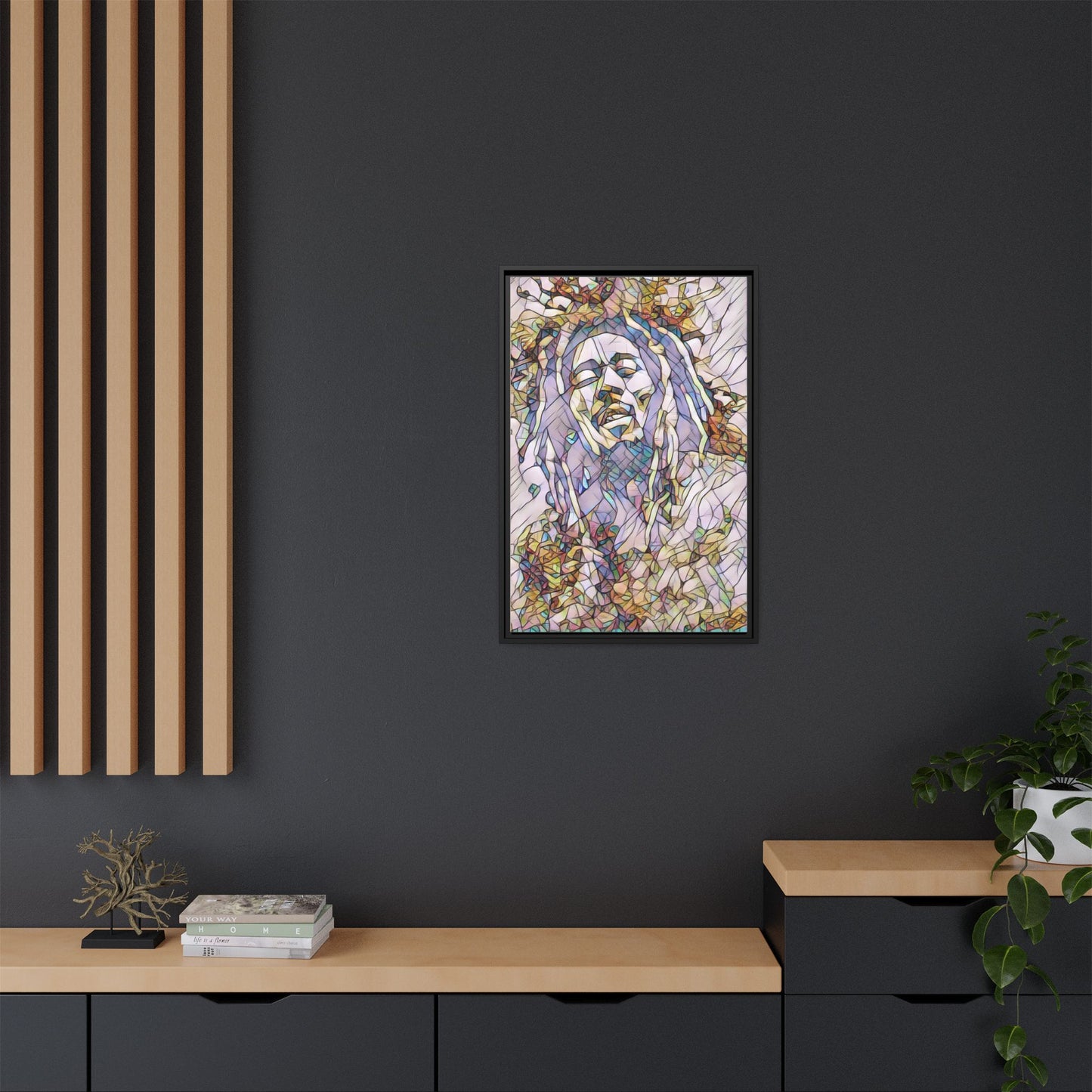 Abstract Multicolor Portrait Matte Canvas Framed Wall Art