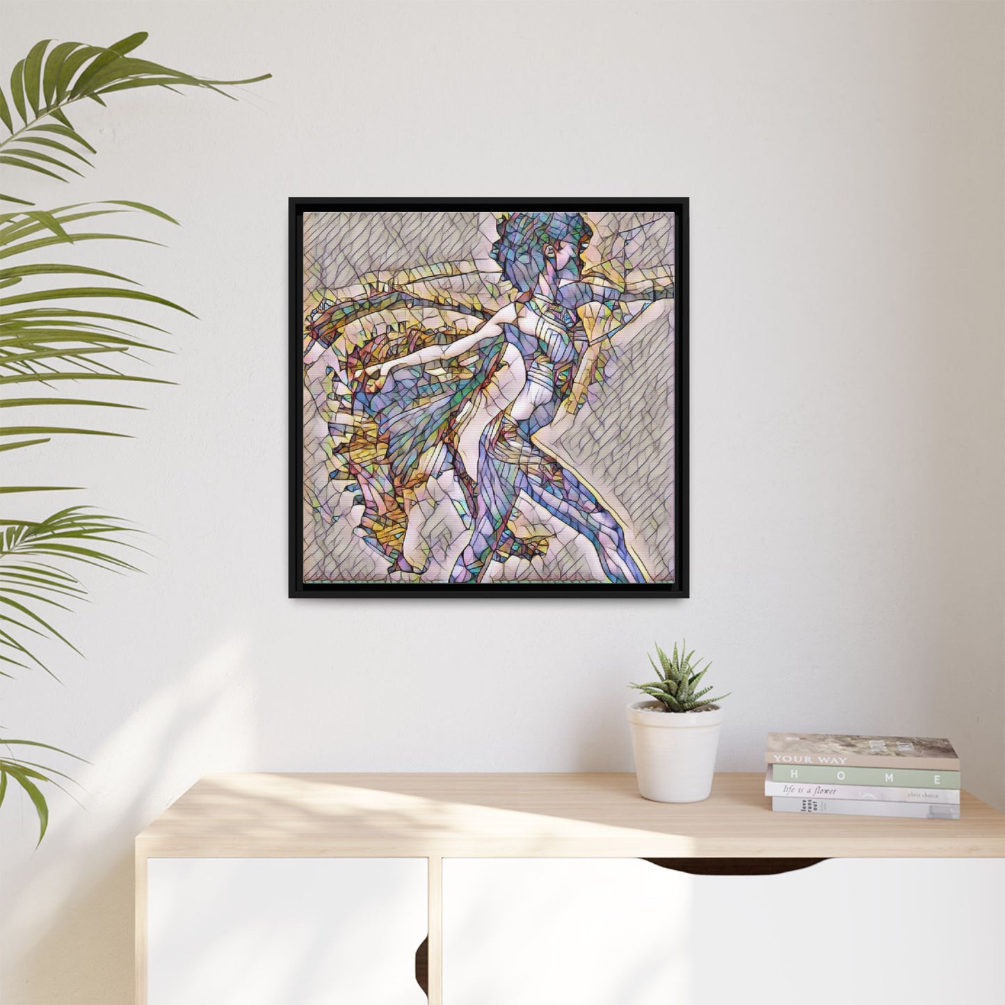 Abstract Stained-Glass Dancer Framed Canvas Art