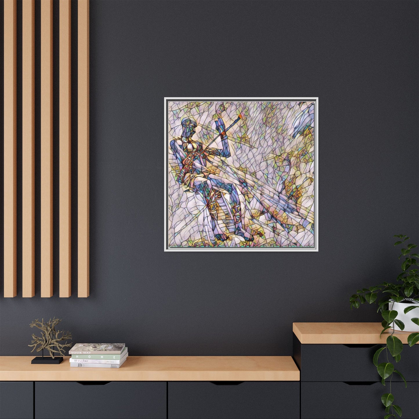 Abstract Stained-Glass Warrior Framed Canvas