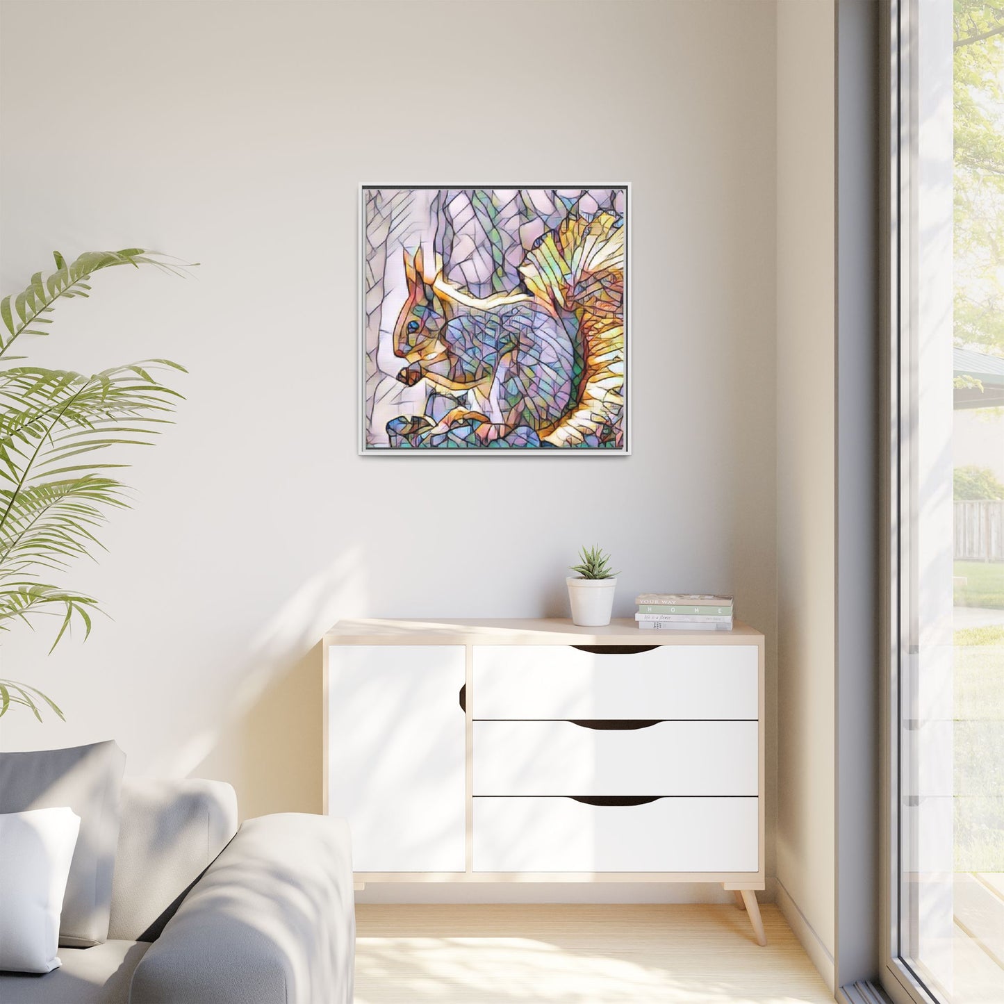 Framed Squirrel Mosaic Matte Canvas Wall Art