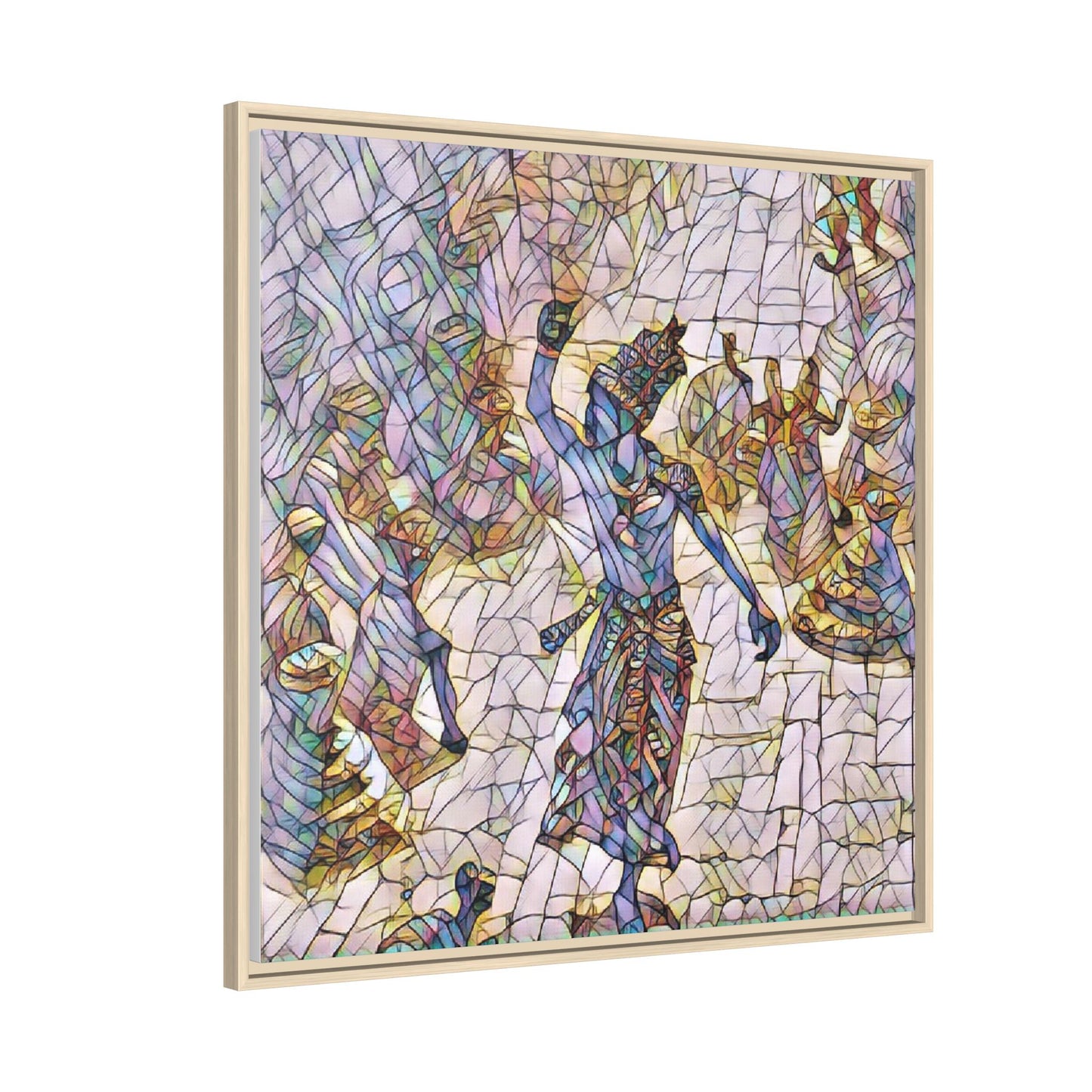 Framed Canvas Art — Colorful Mosaic Krishna Dance Print